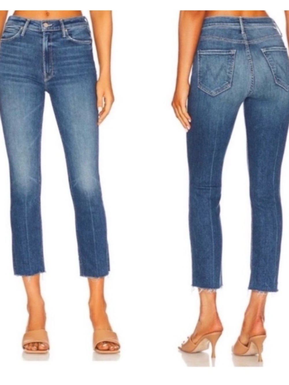 MOTHER Denim Mid Rise Dazzler Ankle Fray jeans Opposites Attract Size 28